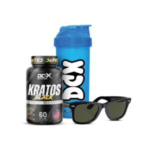 Combo Kratos Black (60 Caps) + Coqueteleira DCX + Óculos de Sol