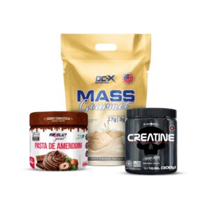 Combo Pasta de Amendoim Gourmet (650g) ABSOLUT + Hiper Gourmet (3kg) DCX + Creatina (300g) BLACK SKULL