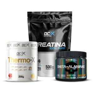 Combo Thermo-x Com Cafeína (200g) Melancia - DCX + Creatina 100% Pura (500g - Refil) DCX + Beta Alanina (100g) BLACK SKULL
