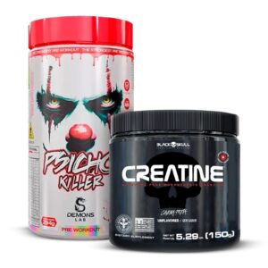 Combo Pré Treino Psicho Killer (294g) DEMONS LAB + Creatina (150g) BLACK SKULL