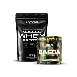 Combo Explosão: Whey Muscle (900g - Refil) XPRO + Bagdá Pré-Treino (420g) DCX – Performance Máxima!