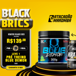 Na Compra de 1 Kratos Black (60 Caps) DCX + 1 Real - Leve 1 (Um) Pré Treino Blue Demon (300g) DCX NUTRITION