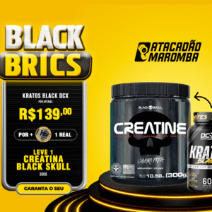 Na Compra de 1 Kratos Black (60 Caps) DCX + 1 Real - Leve 1 (Uma) Creatina 300g BLACK SKULL