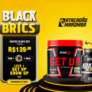 Na Compra de 1 Kratos Black (60 Caps) DCX + 1 Real - Leve 1 (Um) Pré Treino Get Up (200g) GROW UP