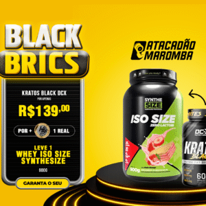 Na Compra de 1 Kratos Black (60 Caps) DCX + 1 Real - Leve 1 (Um) Whey Iso Size 900g - SYNTHESIZE