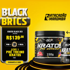 Na Compra de 1 Kratos Black (60 Caps) DCX + 1 Real - Leve 1 (Um) Kratos Pré Workout 150g - DCX NUTRITION