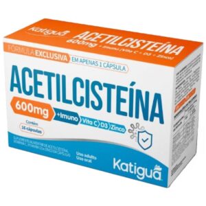 Acetilcisteína 600mg + C + D3 + Zinco – Katiguá (60 cápsulas) | Imunidade e Saúde Respiratória