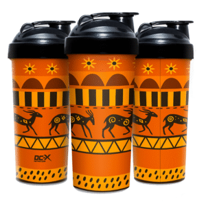 DCX Nutrition Coqueteleira Padrão Afro Laranja – Edição Tribal 600ml